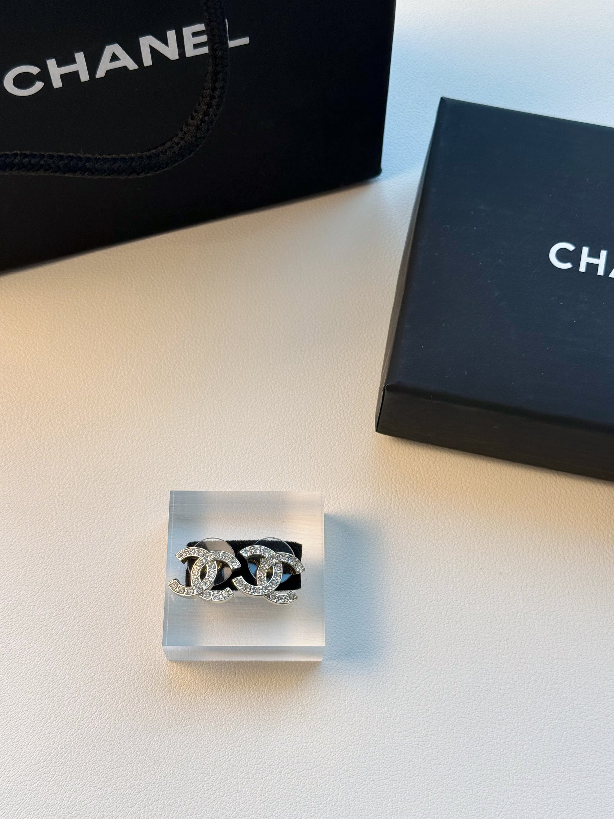 Crystal CC Logo Stud Earrings
