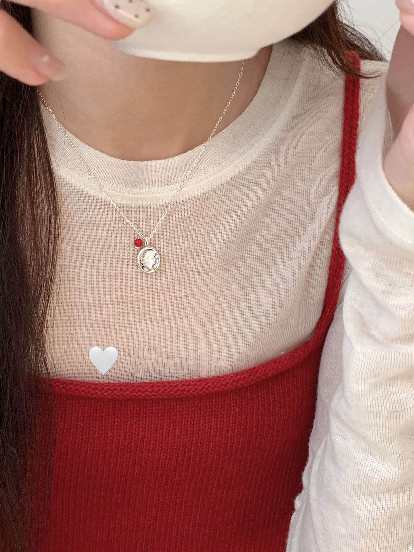 Engraved Oval Tag & Coral Bead Necklace