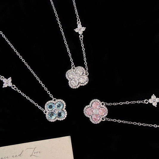 Sakura Necklace (pink/blue/silver)