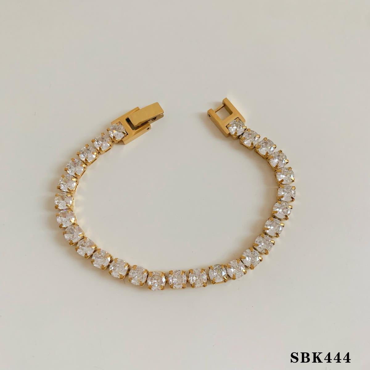Stacked Combination Diamond-Set Heart Stainless Steel Bracelet