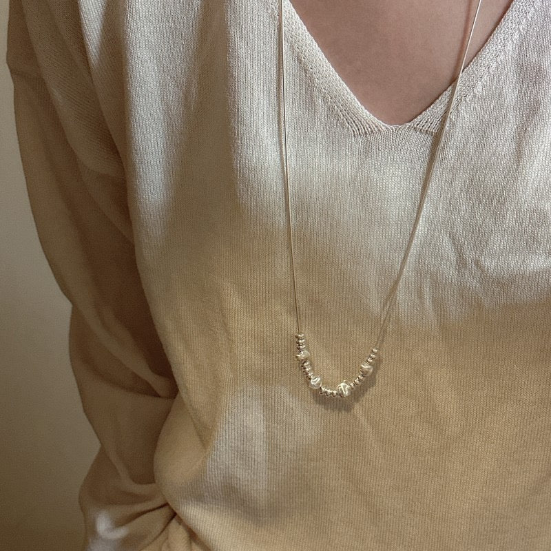 925 Sterling Silver Bow Bead Necklace