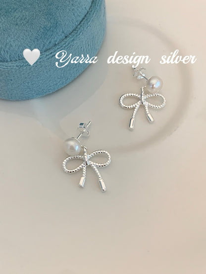 Bow & Pearl Stud Earrings