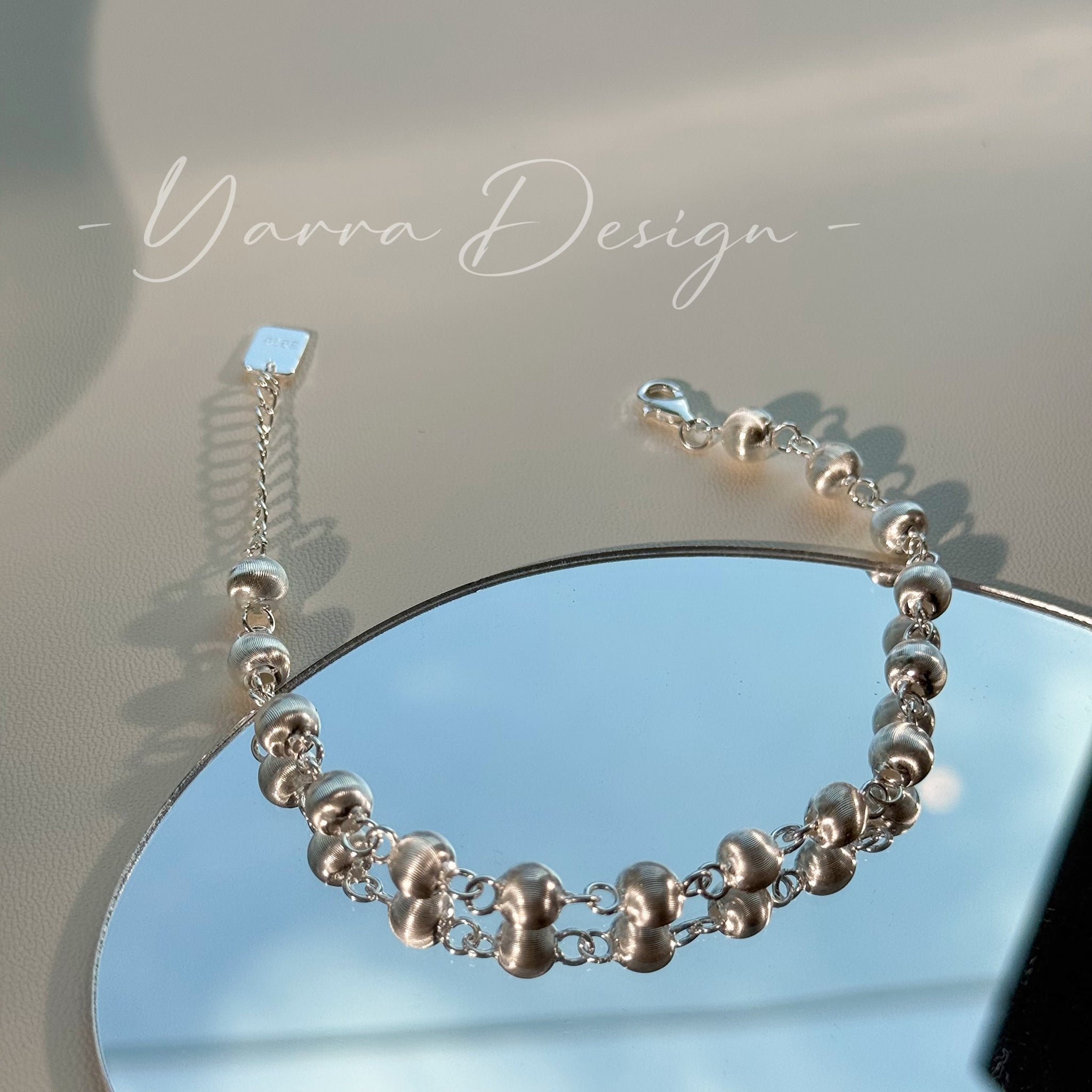 Minimalist Brushed Bead S925 Sterling Silver Bracelet