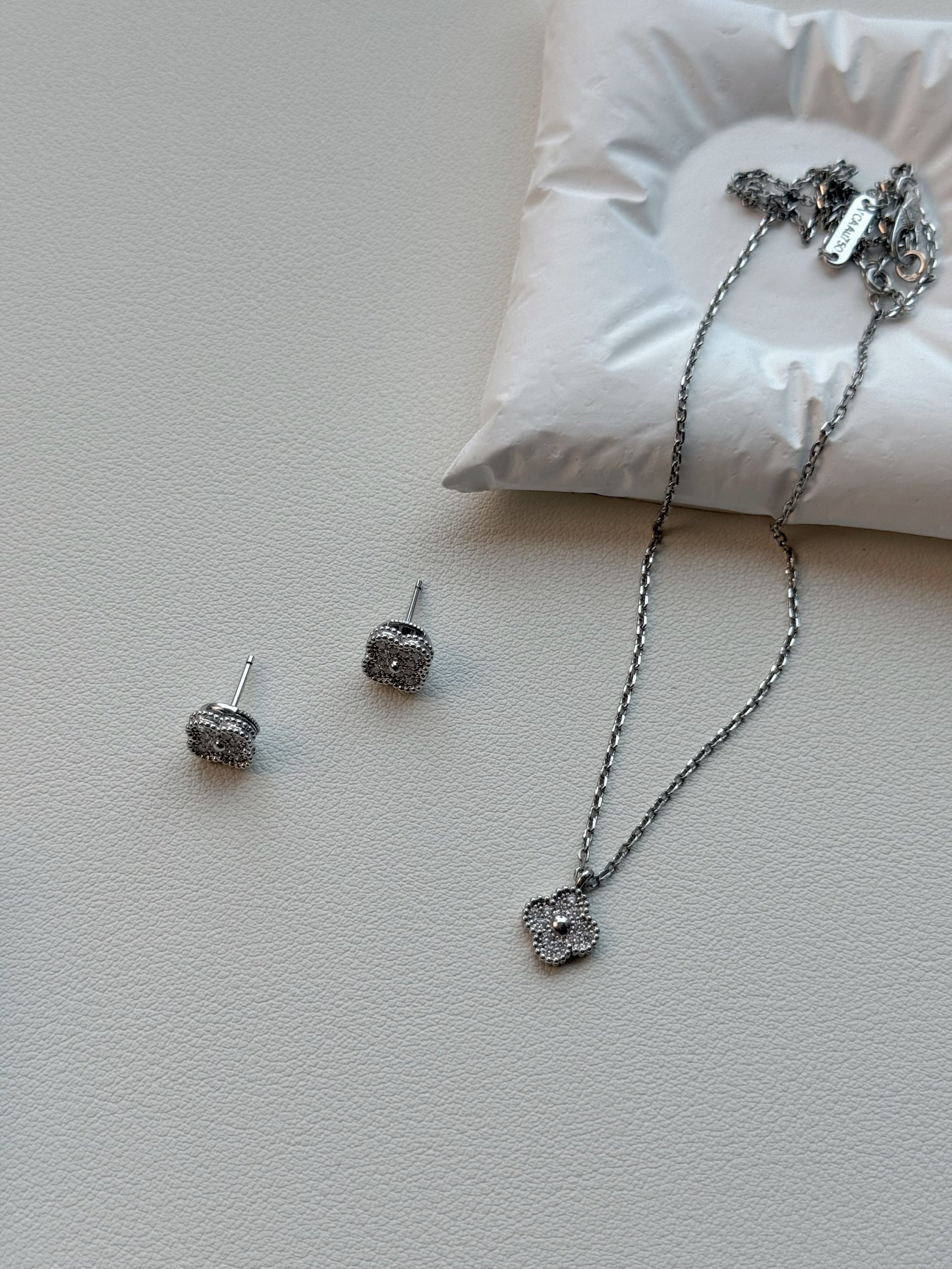 Full Pave Clover Necklace & Earrings