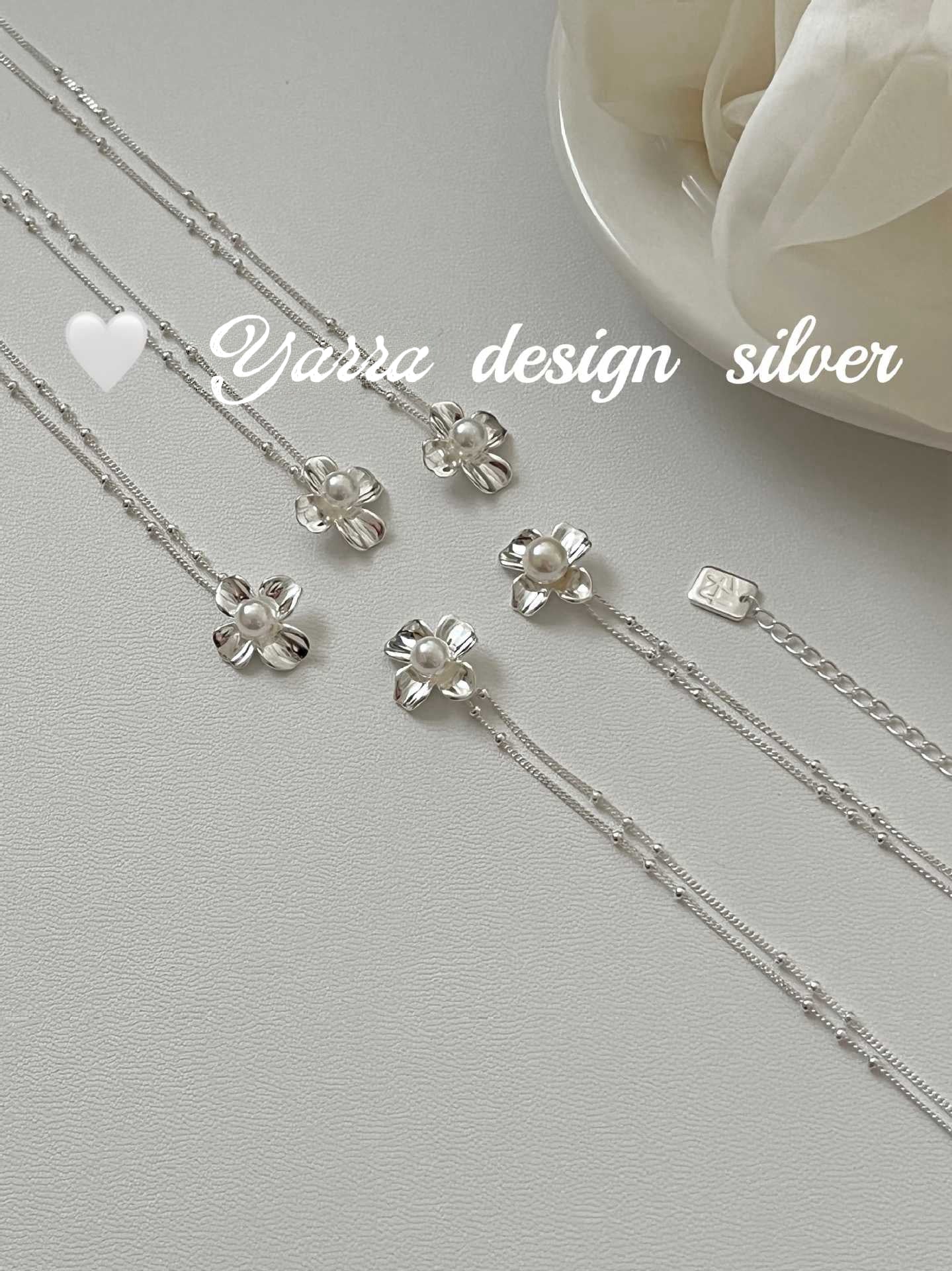 S925 Sterling Silver Clover & Pearl Necklace