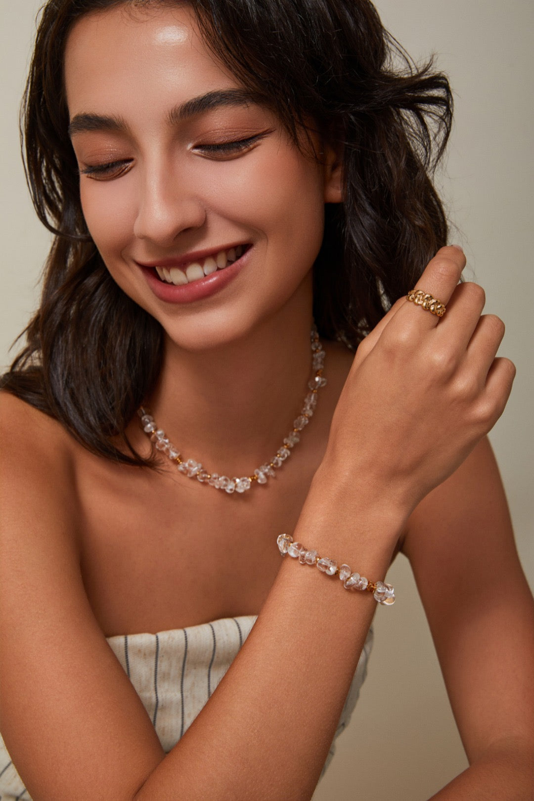 【Premium quality】925 Sterling Silver Vintage Gold Crystal Necklace