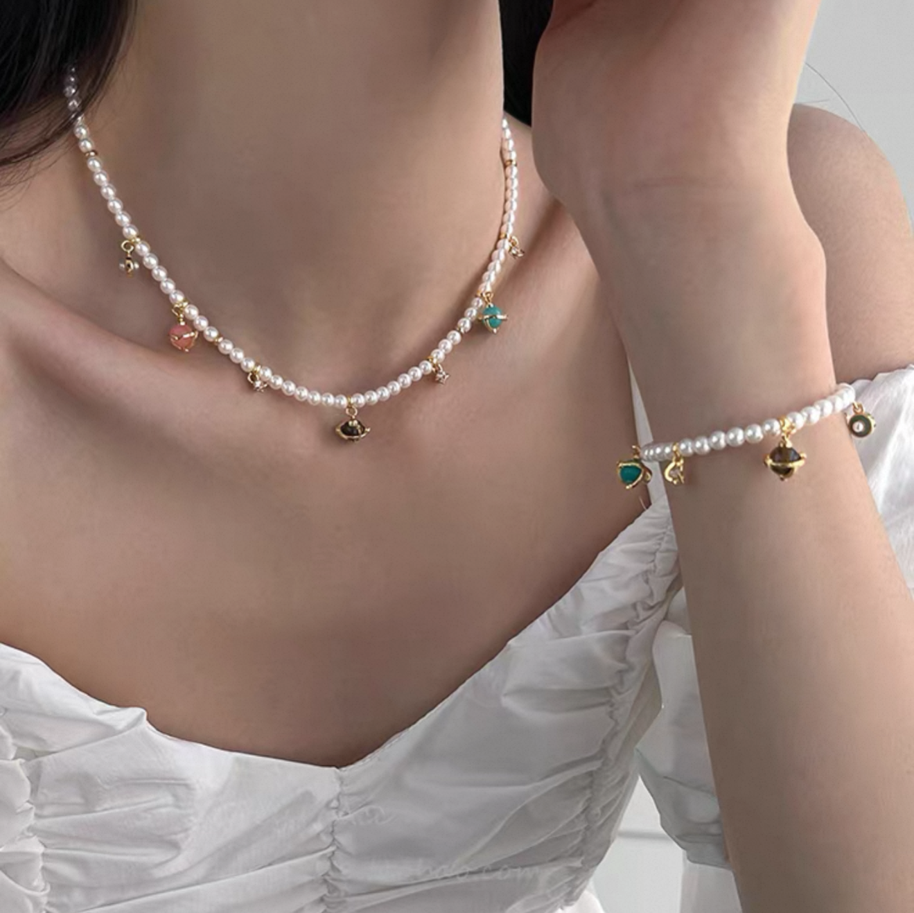 Saturn Pearl Necklace