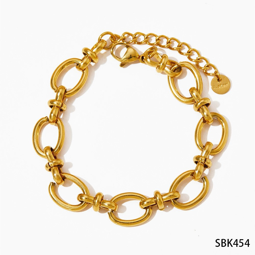 Stacked Combination Diamond-Set Heart Stainless Steel Bracelet