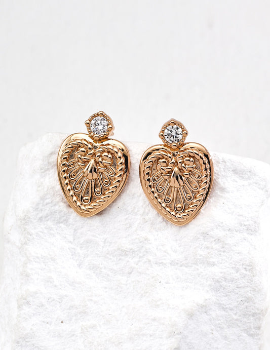【Premium Quality】S925 Silver Vintage Spade & Heart Design Earrings – Timeless Romance