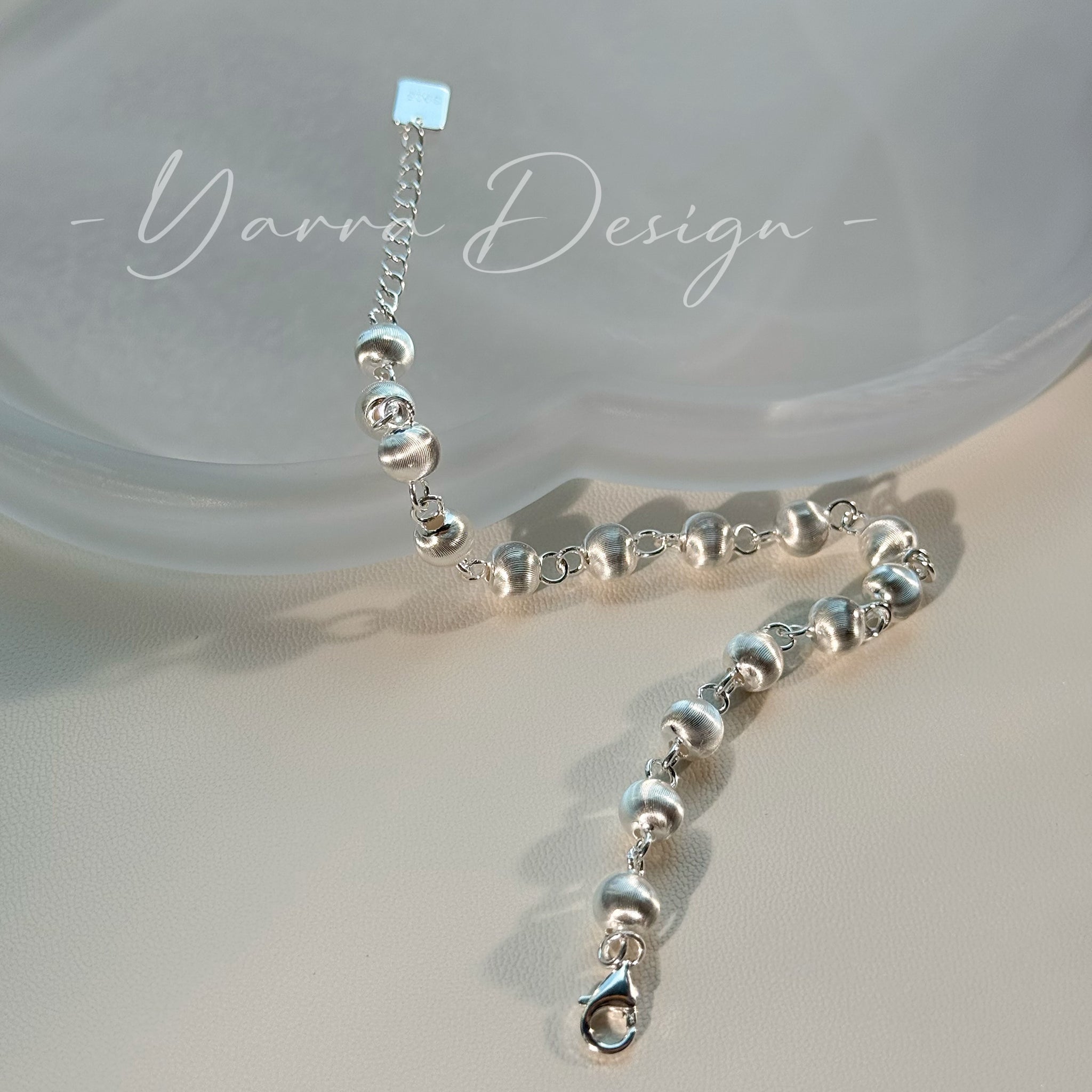 Minimalist Brushed Bead S925 Sterling Silver Bracelet