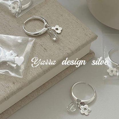 Silver Bloom & Crystal Accent Ring