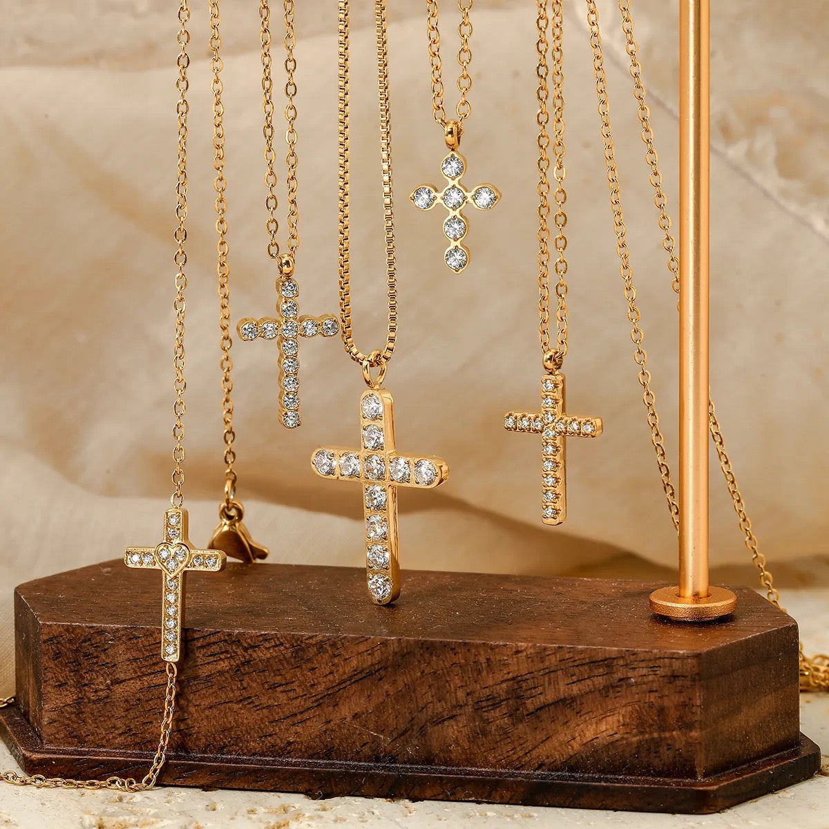 Full Diamond Cross Stainless Steel Necklace