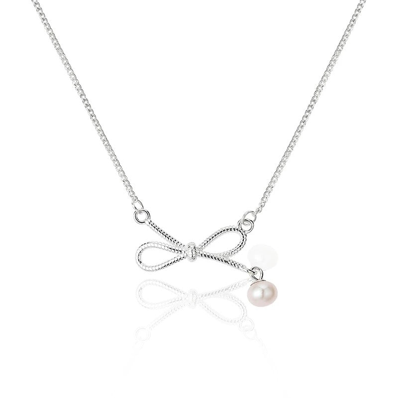 【Premium Quality】925 Sterling Silver Bow Bead Necklace