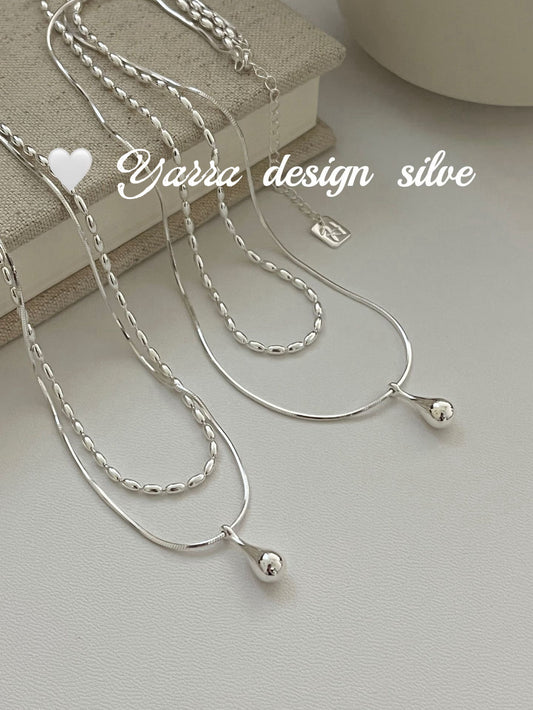 Minimal Teardrop Silver Necklace (Layered Look)
