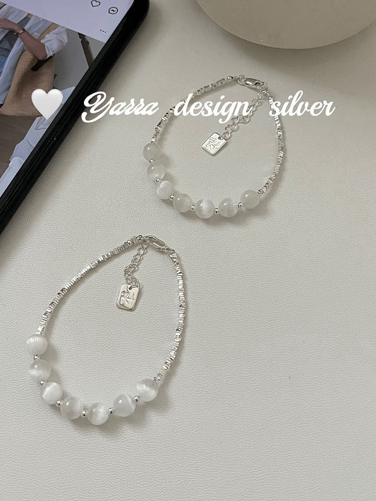 Minimalist S925 Sterling Silver Gypsum Stone Bracelet