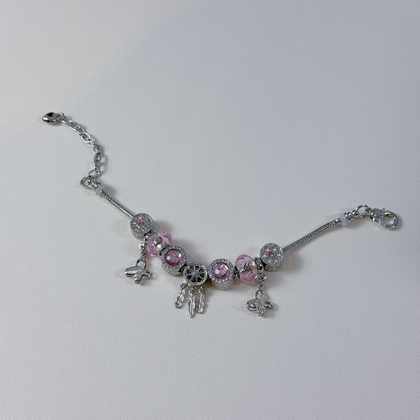 Sakura Pink Dreamcatcher & Butterfly Sparkle Charm Bracelet