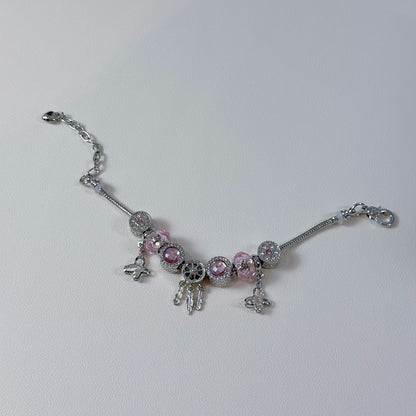 Sakura Pink Dreamcatcher & Butterfly Sparkle Charm Bracelet