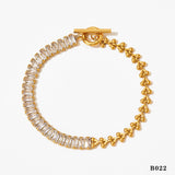 Freshwater Pearl Heart-Stitched Zircon Bracelet