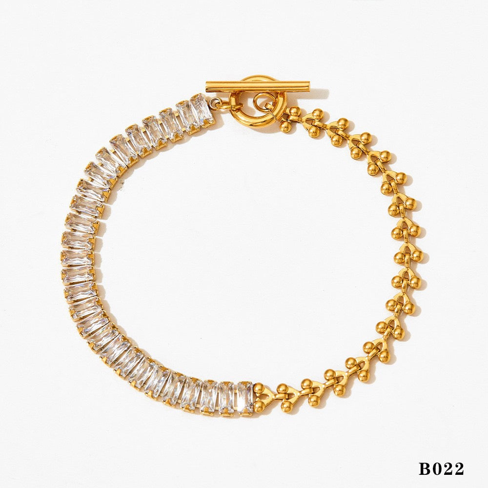Freshwater Pearl Heart-Stitched Zircon Bracelet