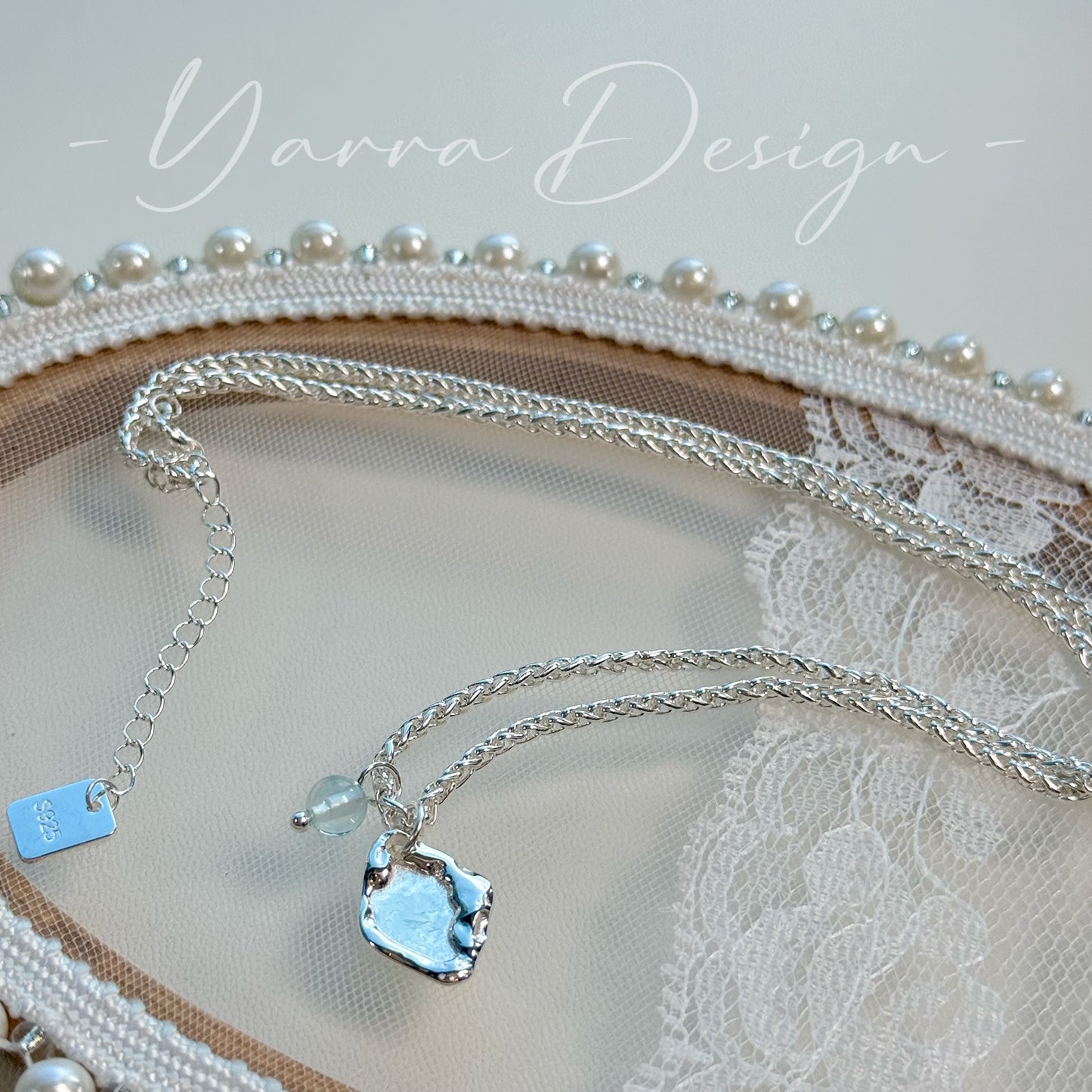 Faceted Rhombus Blue Agate S925 Sterling Silver Necklace