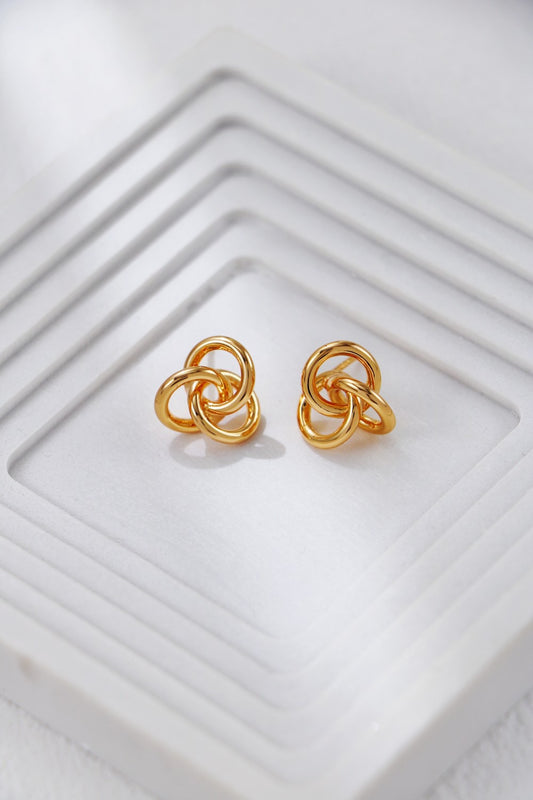 【Premium Quality】S925 Silver Knot Triple Ring Earrings – Modern & Chic