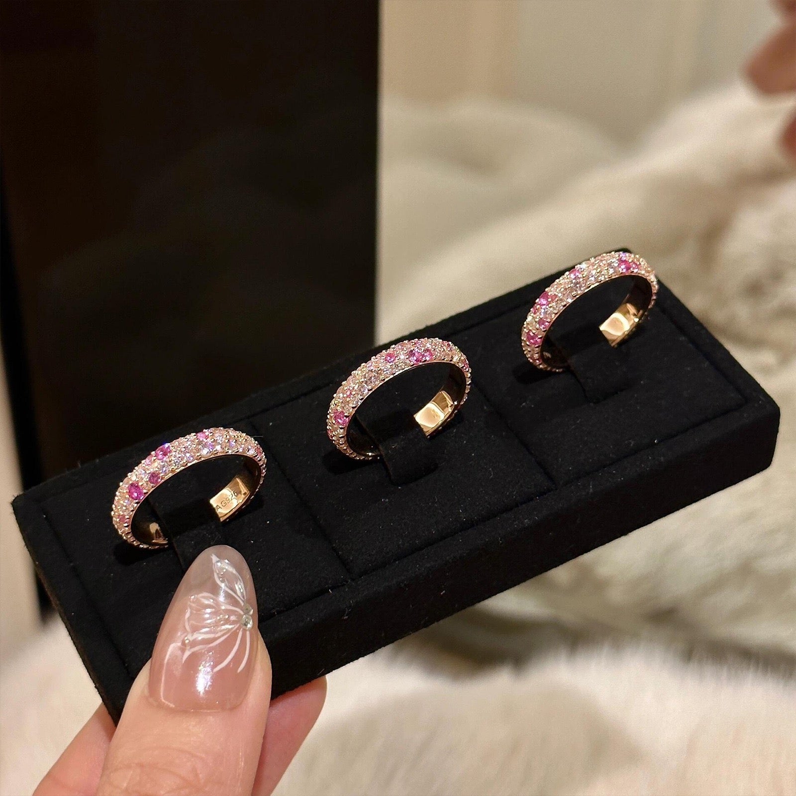 【Premium Quality】S925 Silver Gradient Pink Zircon Ring
