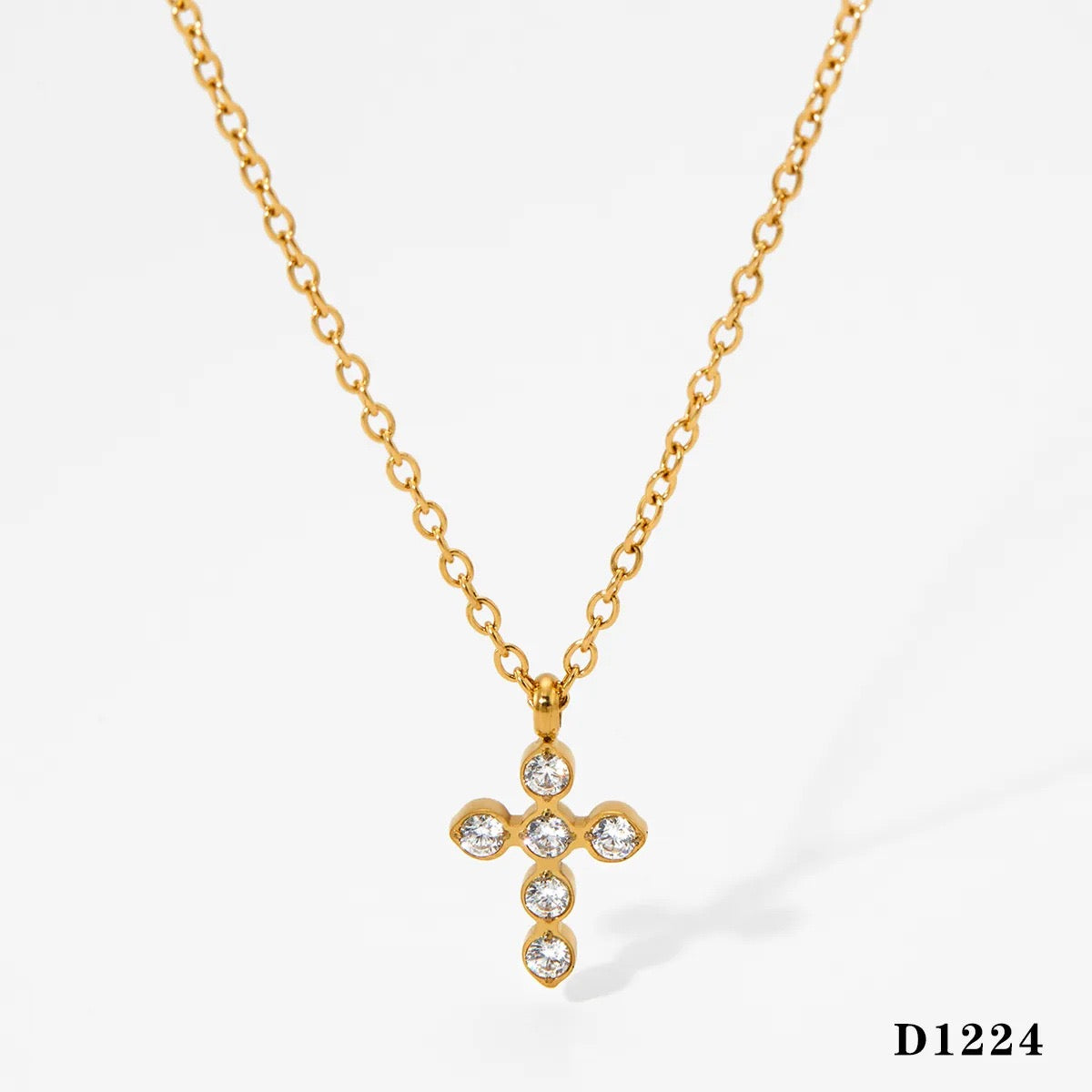 Full Diamond Cross Stainless Steel Necklace