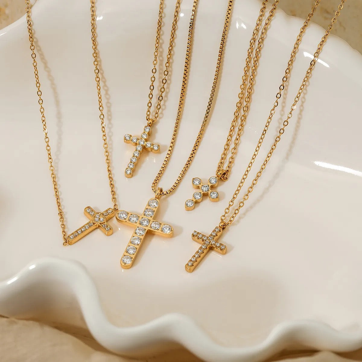 Full Diamond Cross Stainless Steel Necklace