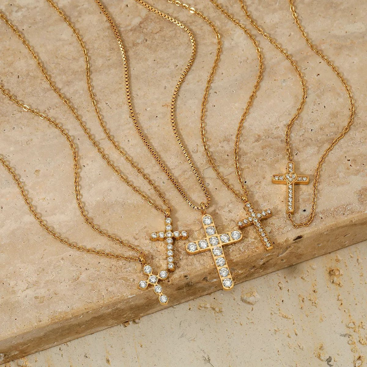 Full Diamond Cross Stainless Steel Necklace