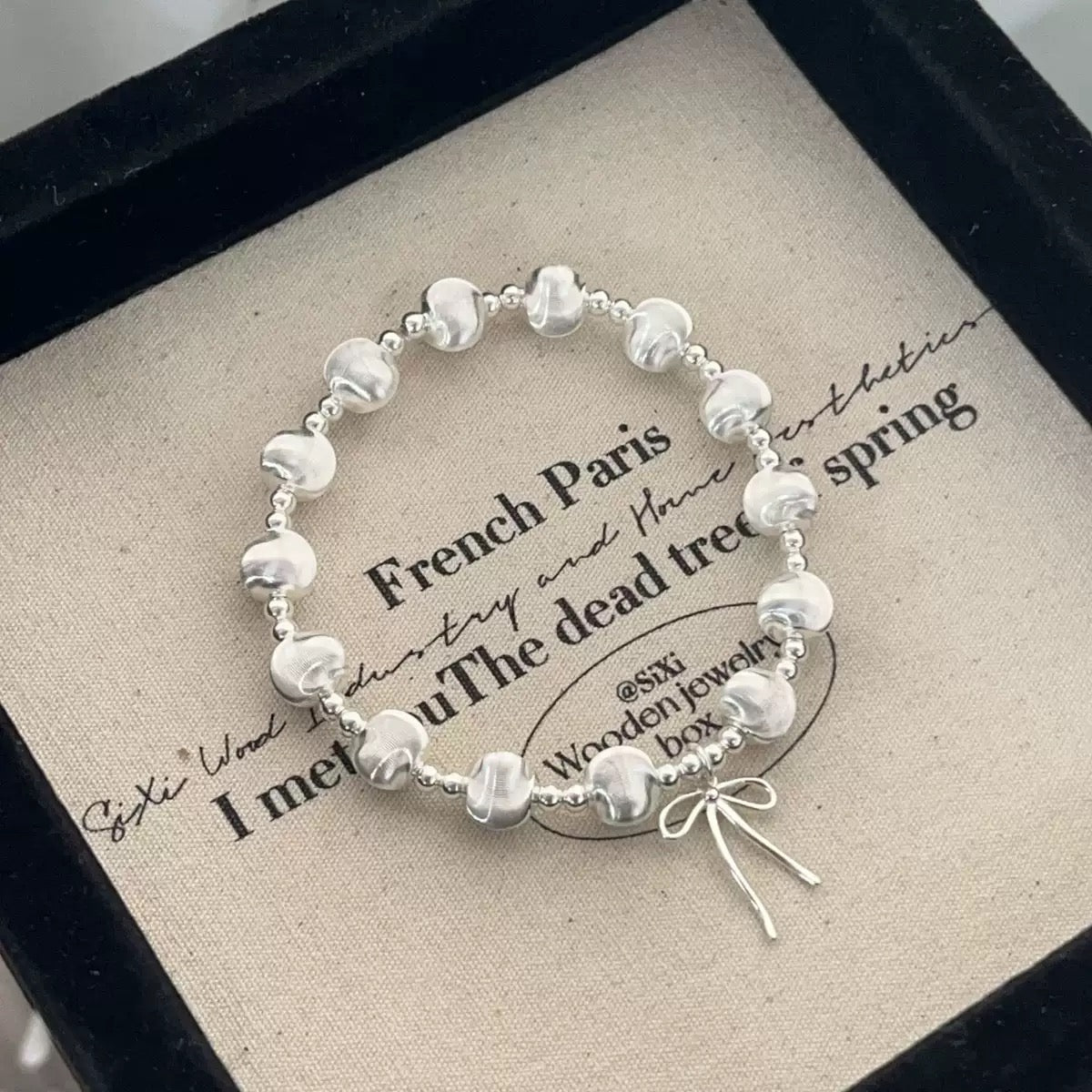 Minimalist Brushed Bead S925 Sterling Silver Bracelet