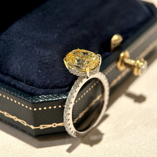 925 Sterling Silver Oval Yellow Diamond Ring Minimal Luxury