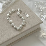 Minimalist Brushed Bead S925 Sterling Silver Bracelet
