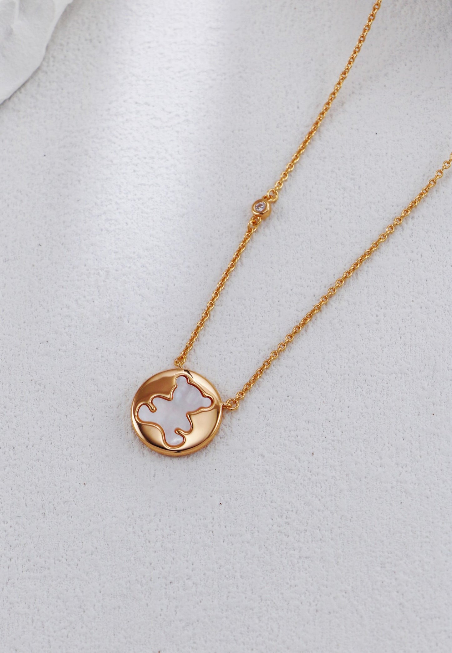 【Premium Quality】S925 Silver Bear Necklace with White Shell