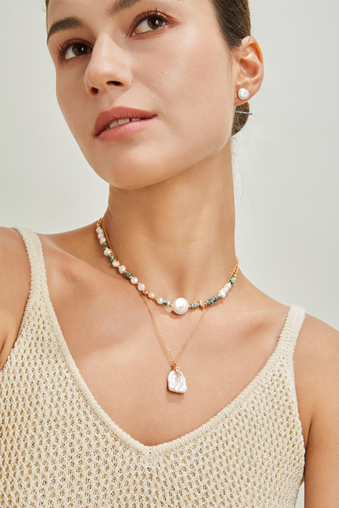 【Premium quality】925 Sterling Silver Petal-Shaped Pearl Necklace