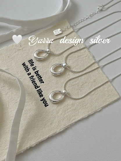 S925 Sterling Silver Hollow Oval Necklace