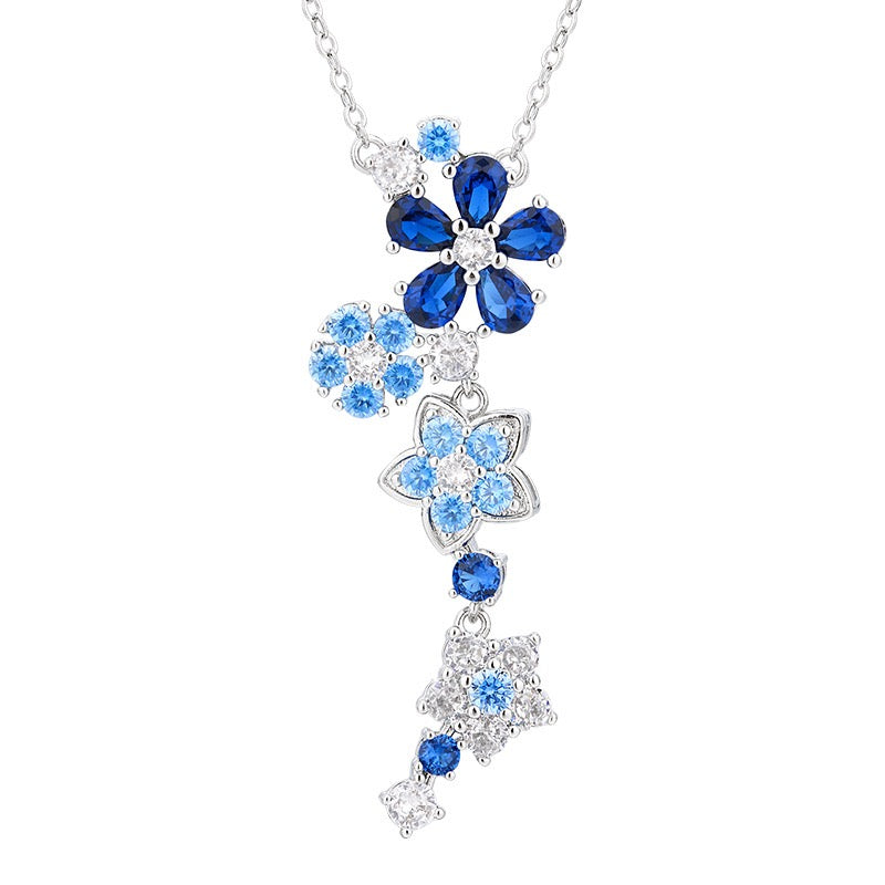 Elegant Zircon Flower Jewelry Set – Necklace & Bracelet