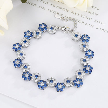 Elegant Zircon Flower Jewelry Set – Necklace & Bracelet