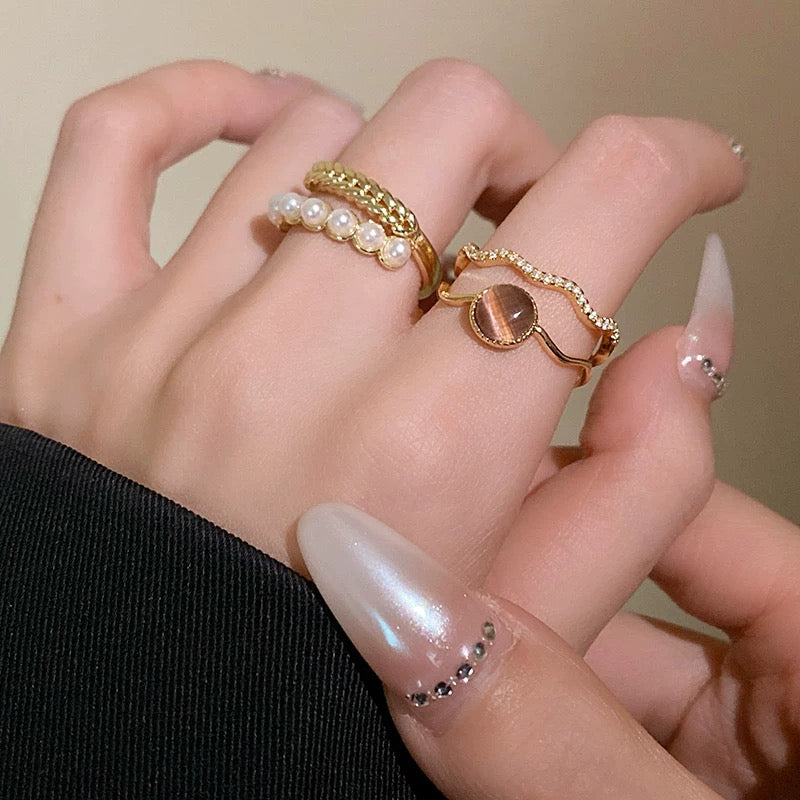 Gold Wheat Pearl Ring