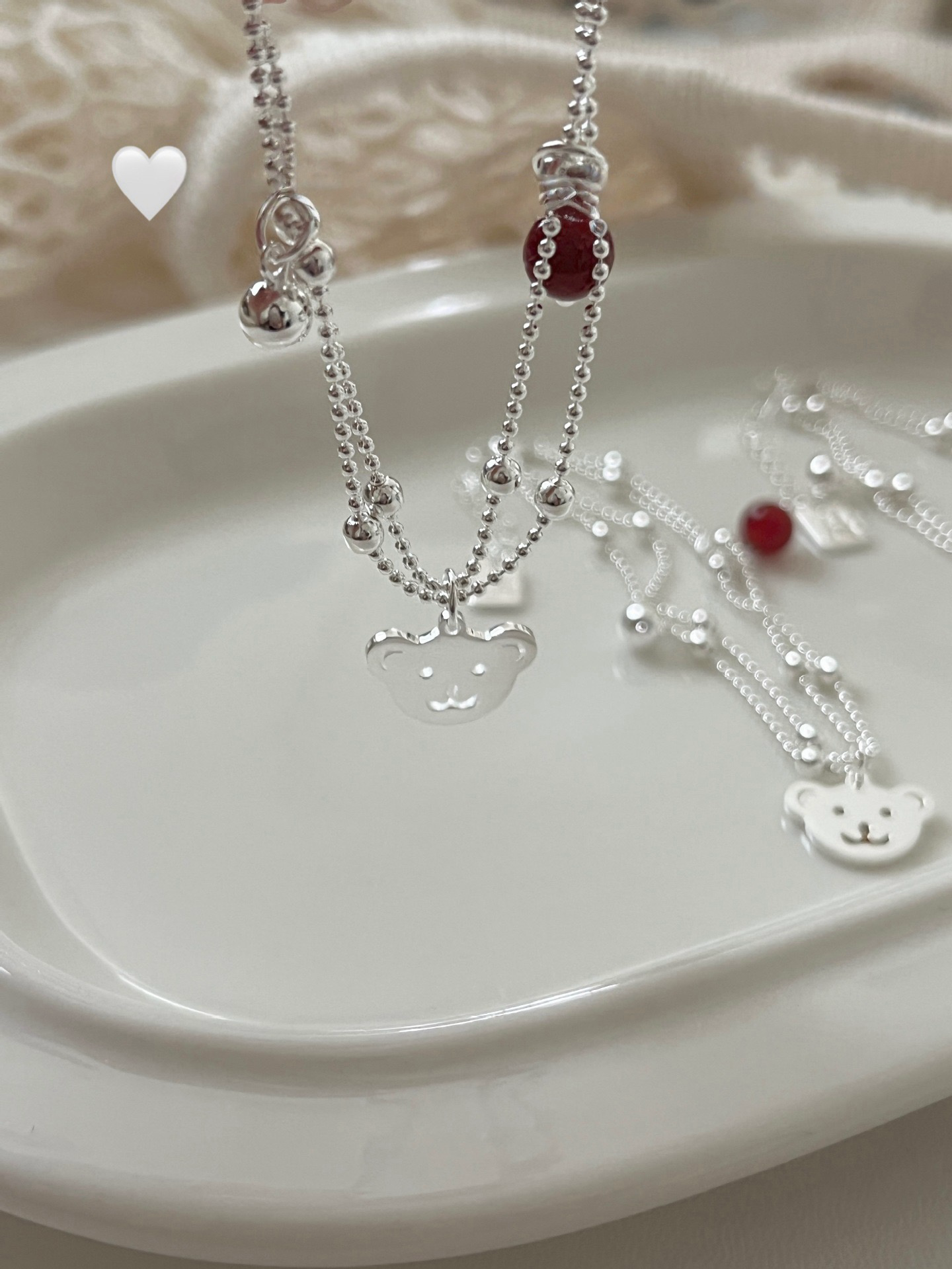 Red Agate Bear Charm Bracelet