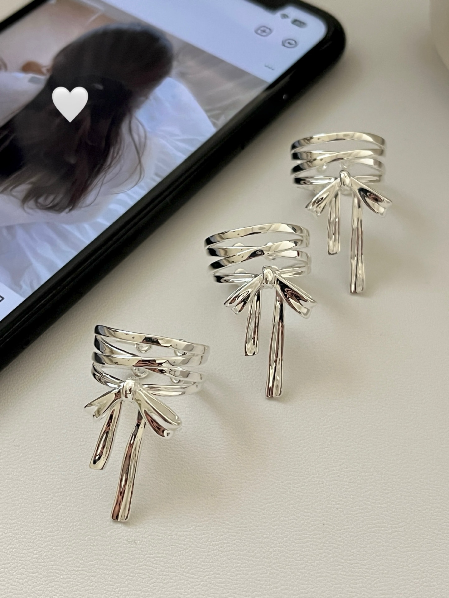 Layered Long Bow Ring