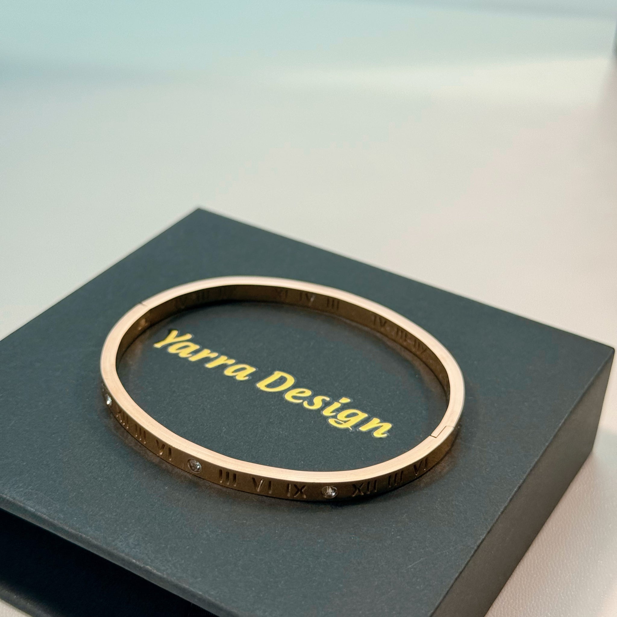 Roman Numeral Bangle – Rose Gold