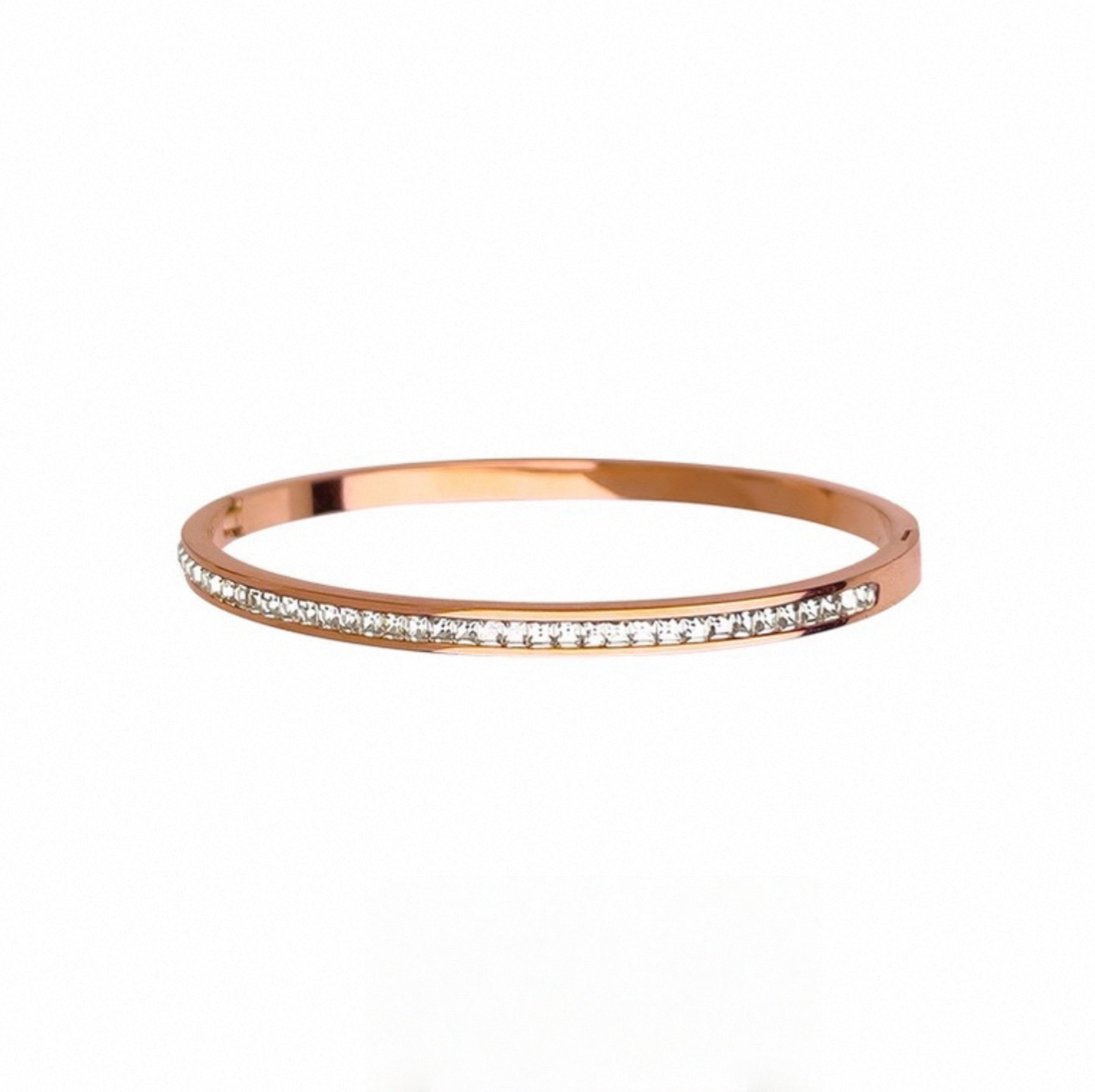 Single Row Crystal Bangle – Rose gold