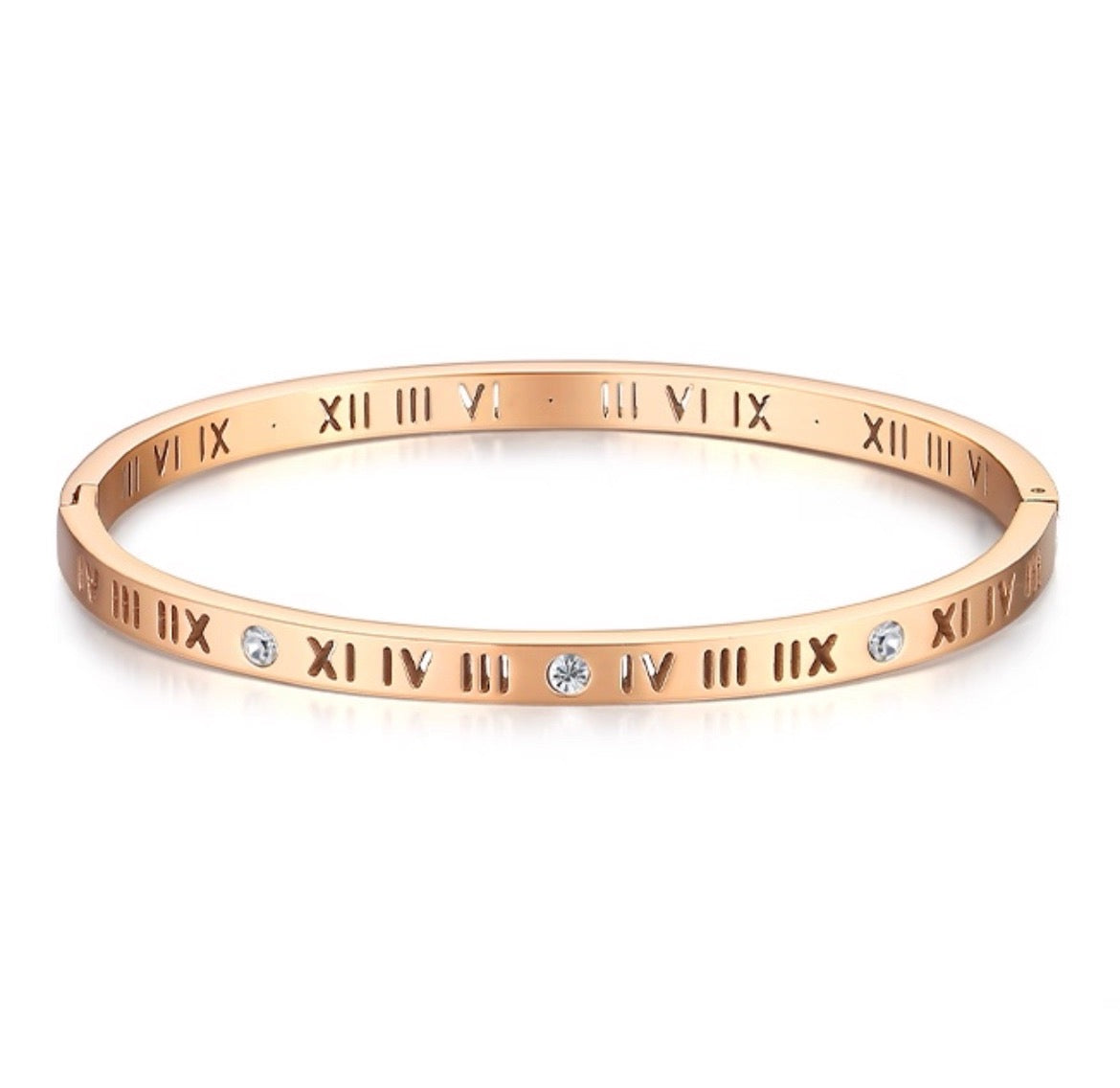 Roman Numeral Bangle – Rose Gold